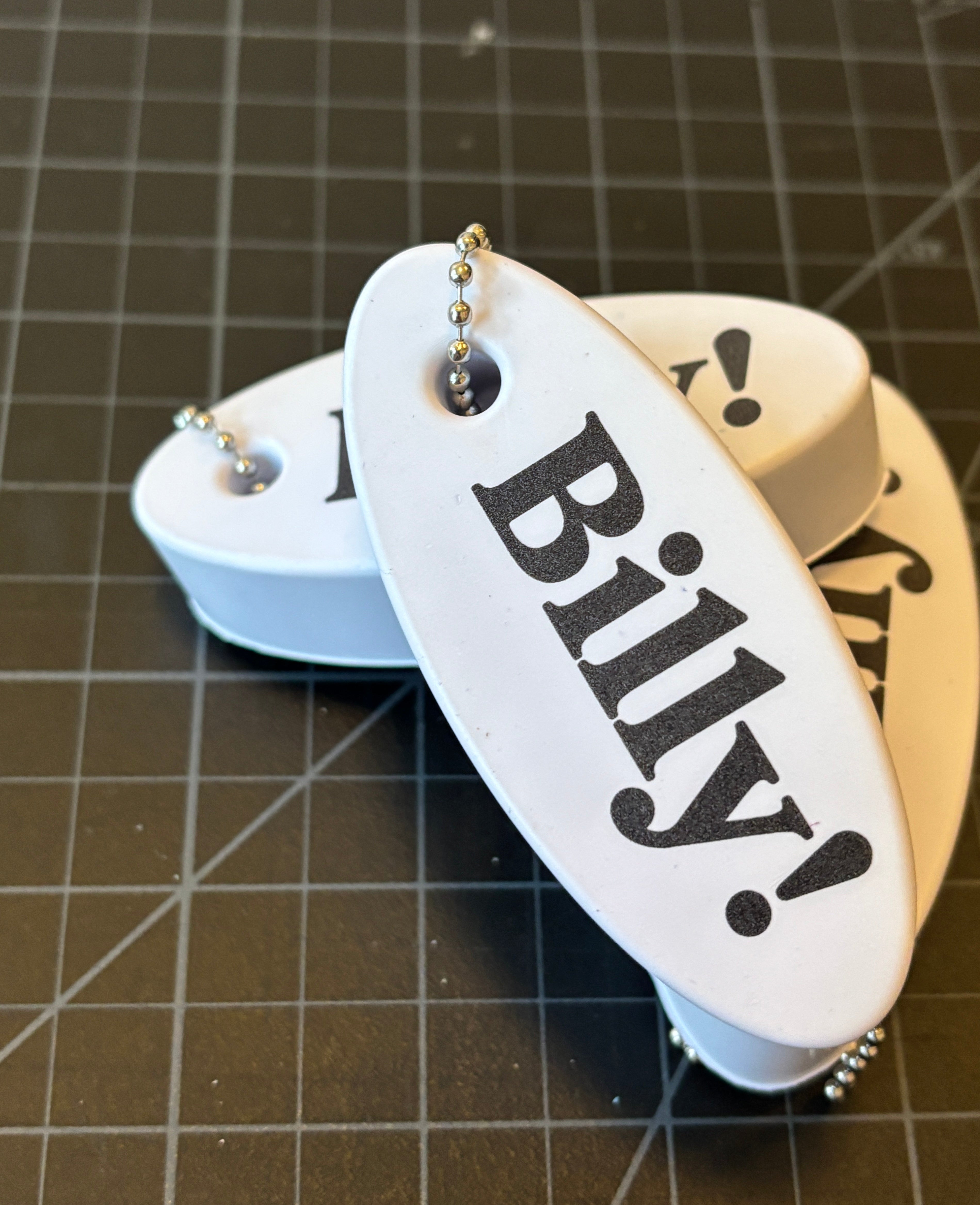 Billy White & Black Floating Foam Keychain