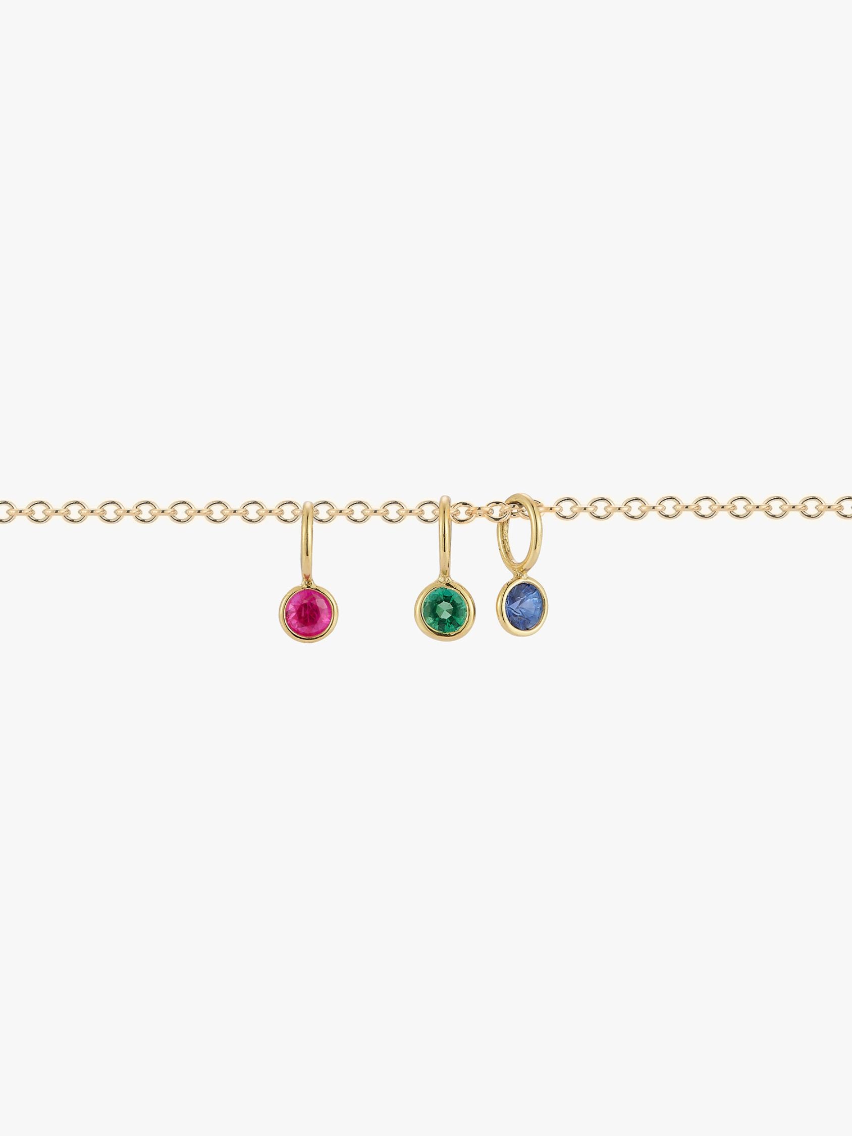 Gold gemstone drops. Add on to any Billy necklace with a clasp. Or to one of your own necklaces. Available in ruby, sapphire, emerald or diamond. Made my love Billy.