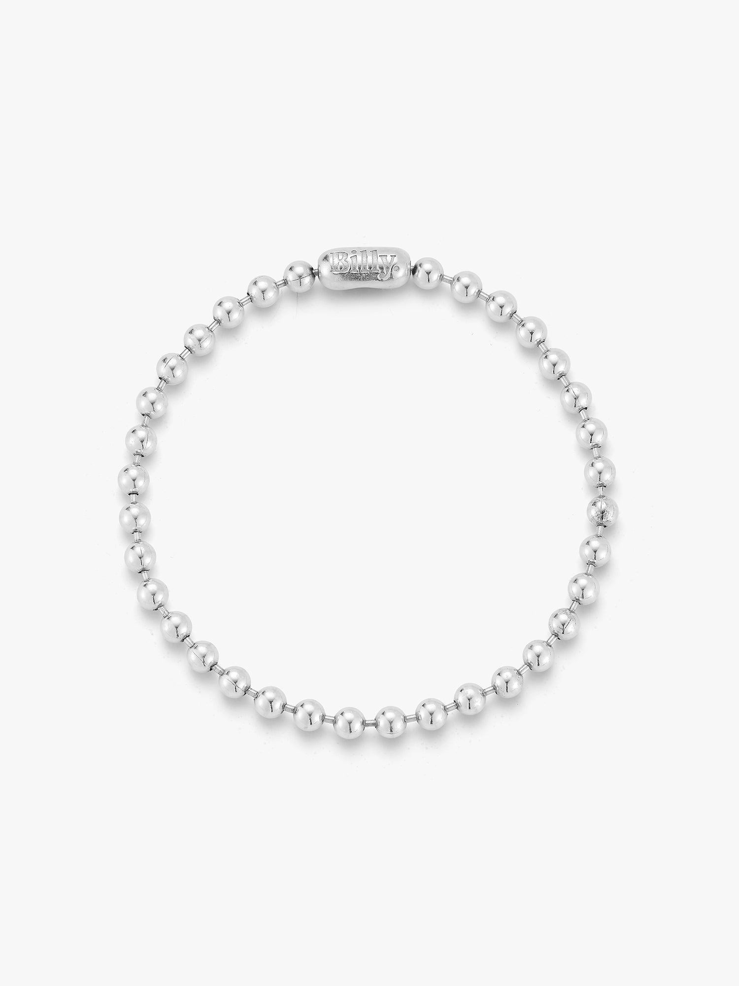 Silver Ball chain bracelet. Made with a special pill closure that's engraved with Billy's logo.
