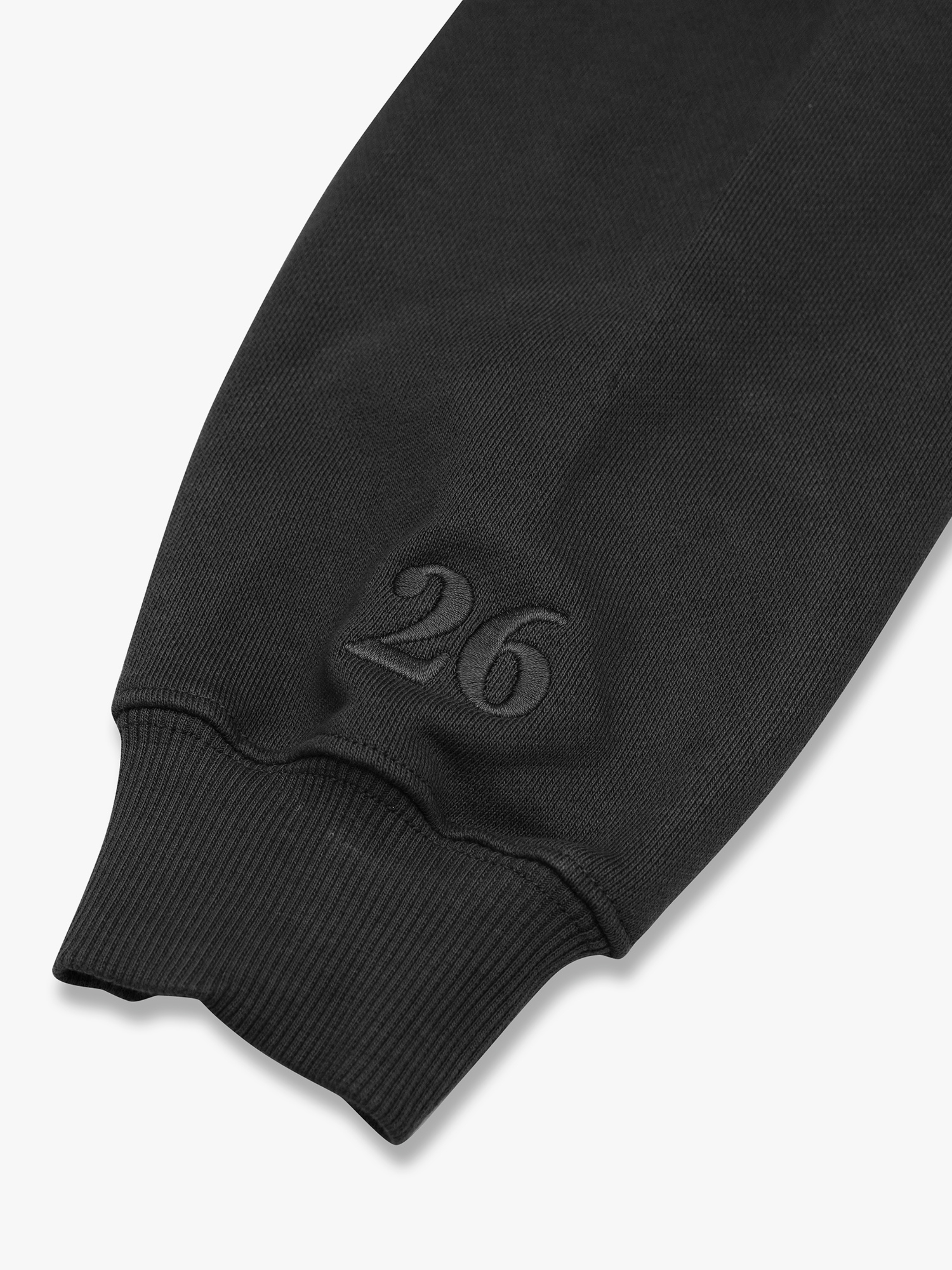 custom embroidery on love billy organic cotton hoodie. lucky number 26.