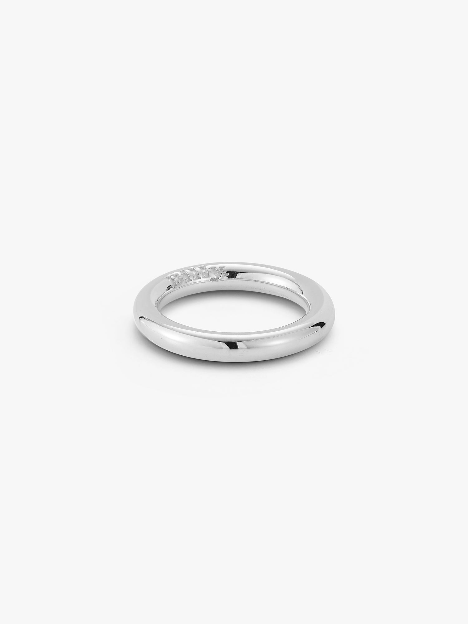 silver carousel ring shown on a white background