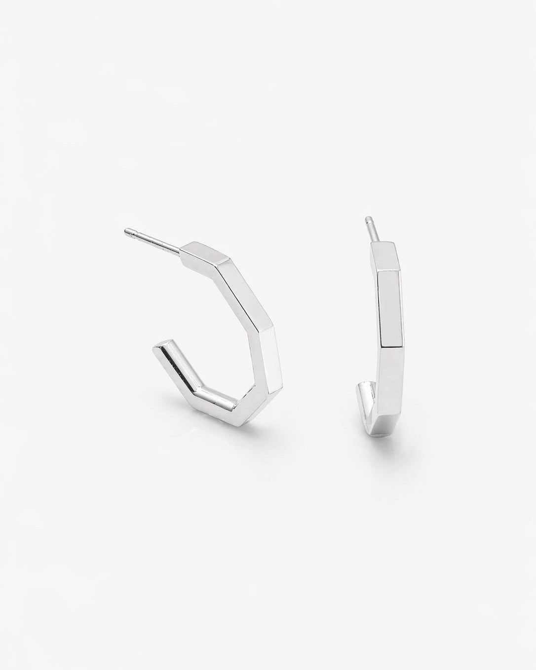 Octagon Hoop Earrings in Silver - Billy