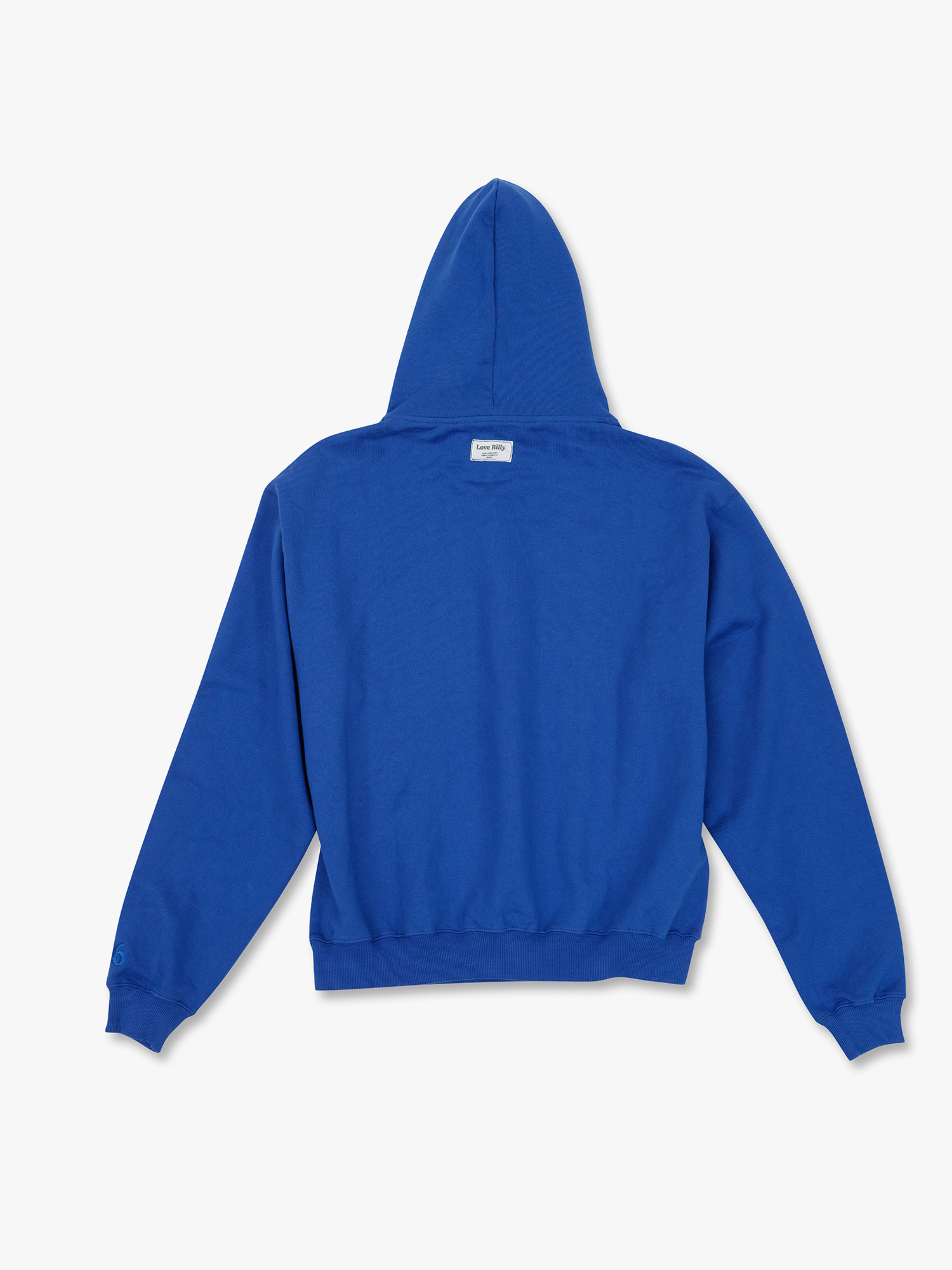 back of the cobalt NYC hoodie by love billy.
