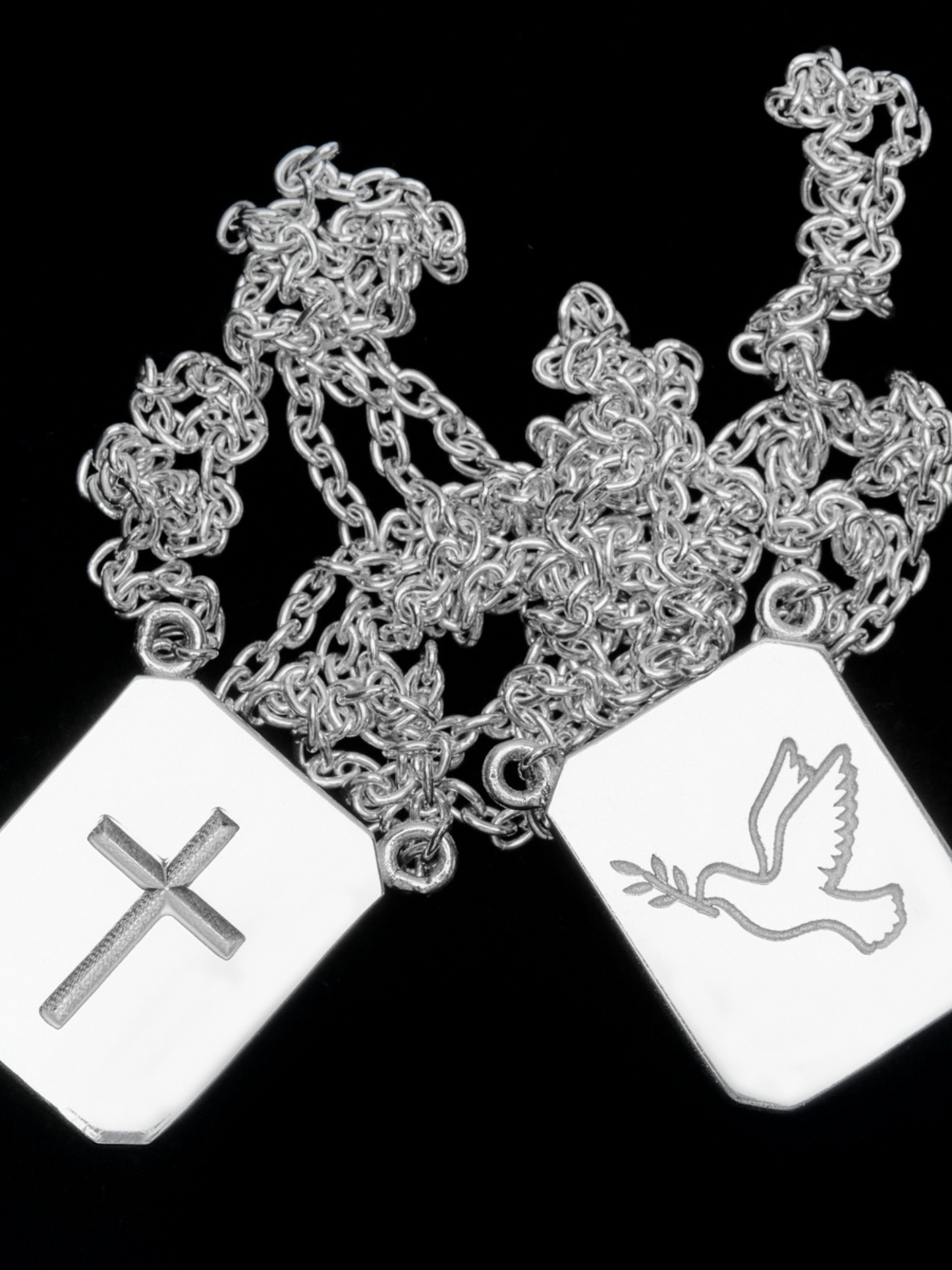 Cross & Dove Tag Necklace