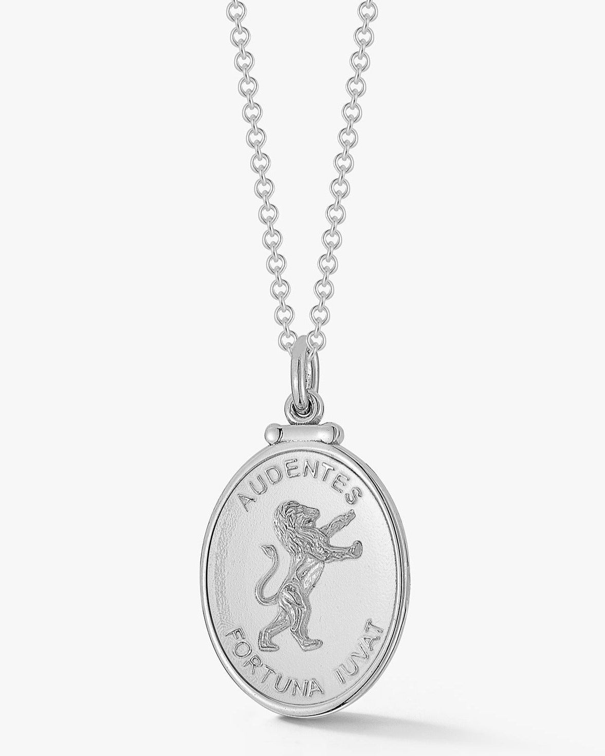 sterling silver lion pendant with cable chain by love billy.