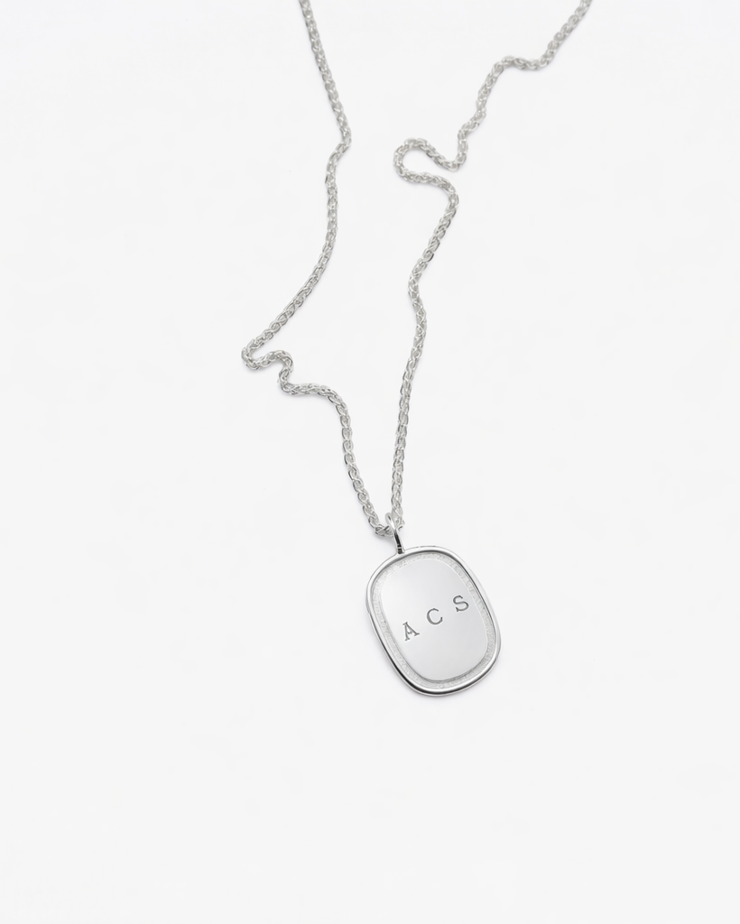 Large Oblong Pendant in Silver
