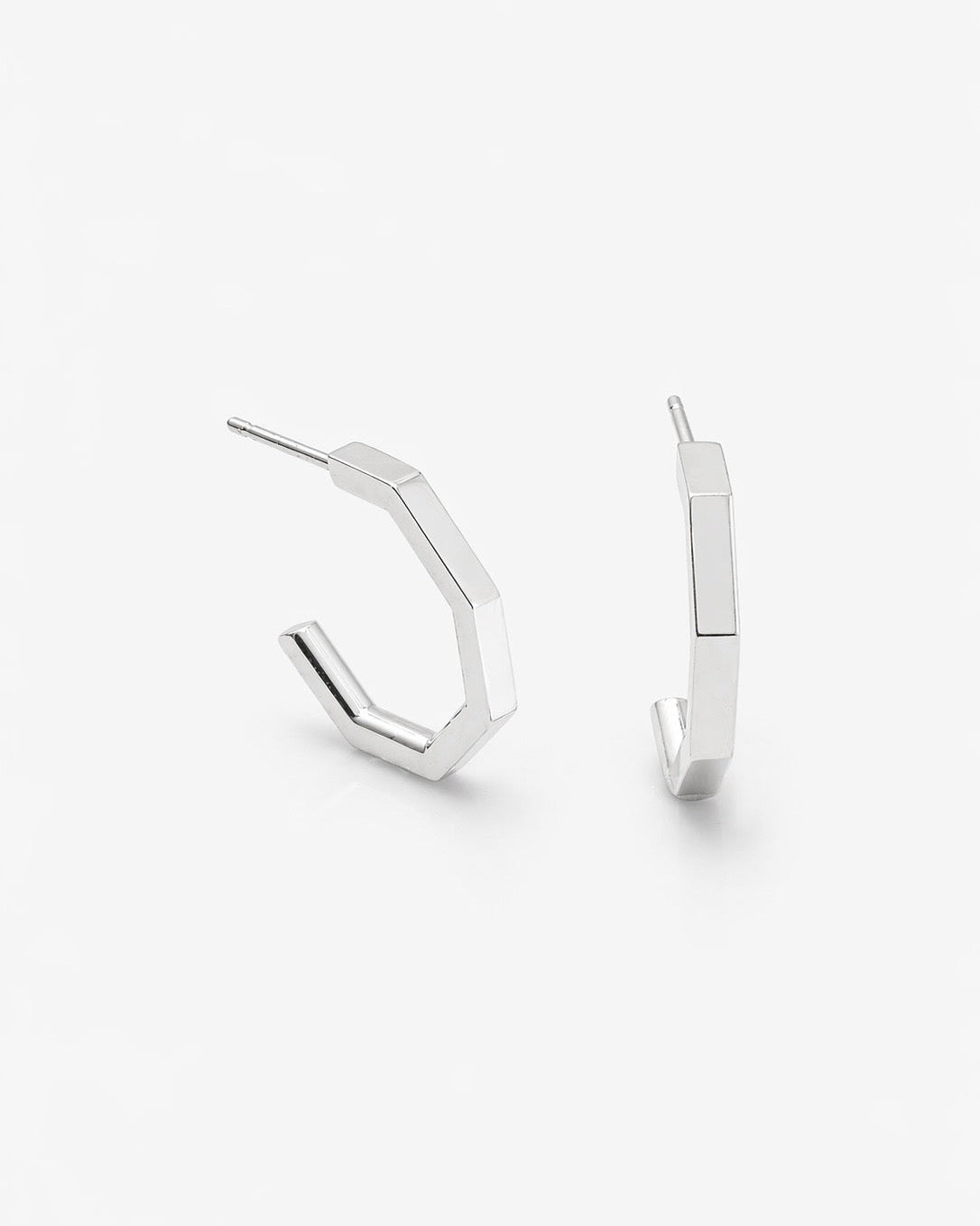 Octagon Hoop Earrings in Silver