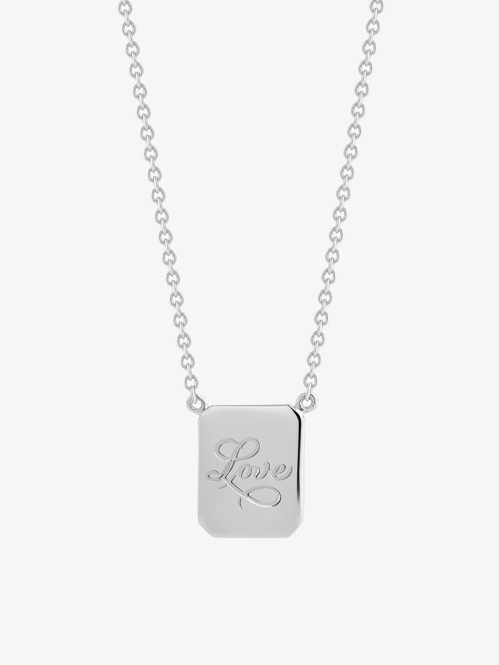 Love Silver Tag Necklace