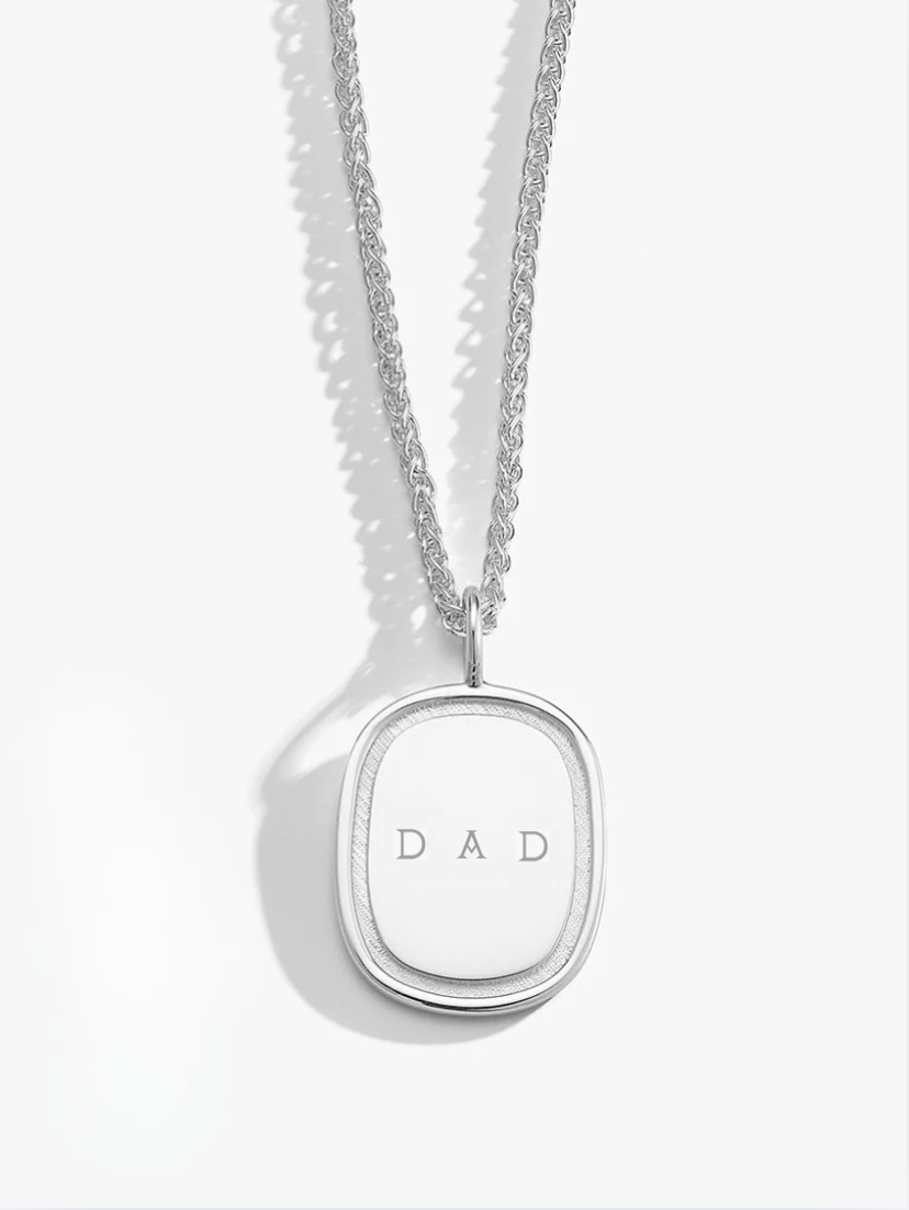 Large DAD Oblong Pendant in Silver