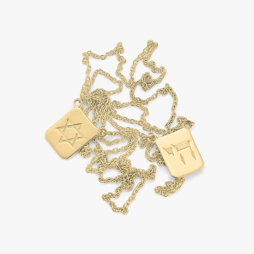 Gold Star & Chai Tag Necklace