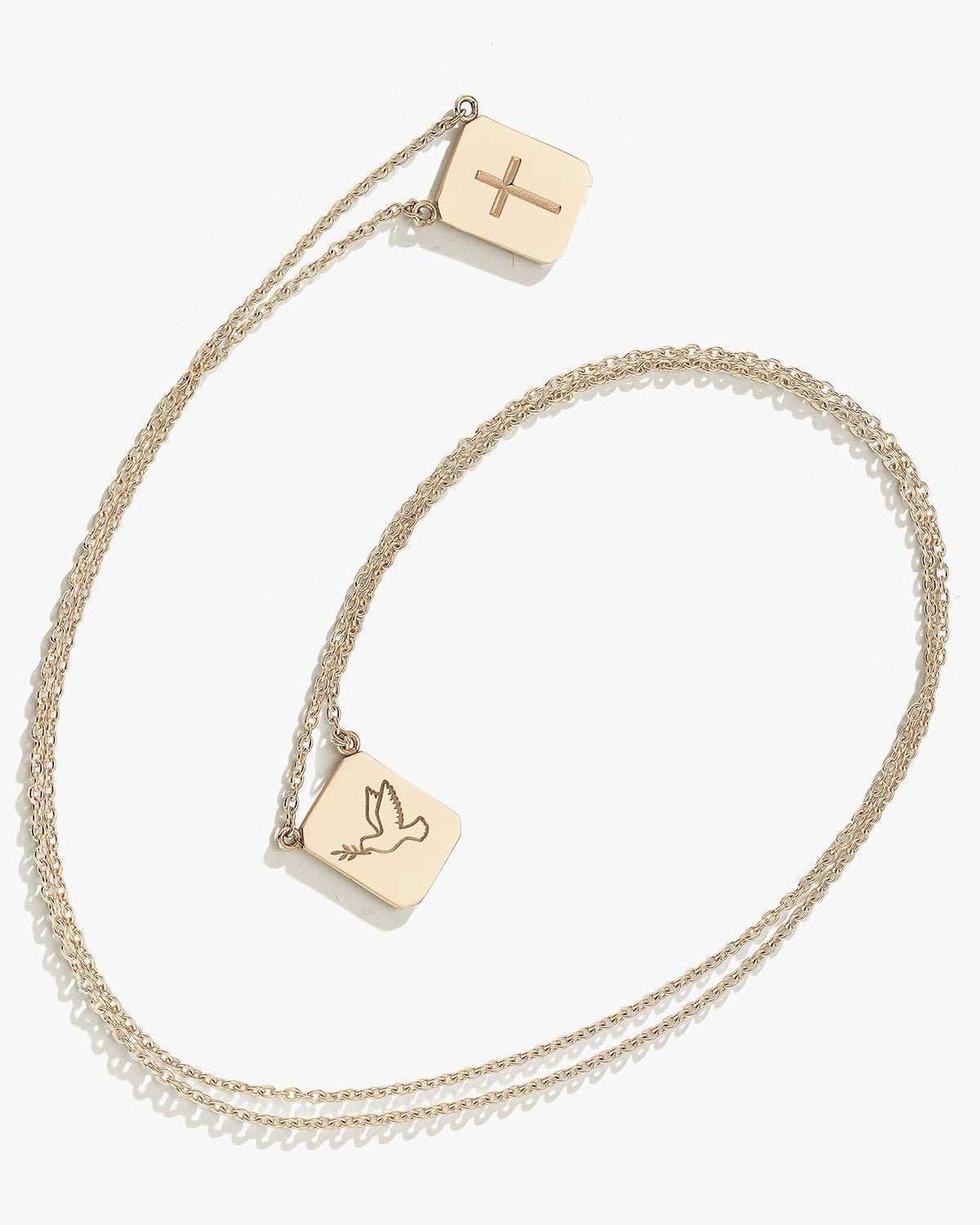 Cross / Dove Tag Necklace in Gold - Billy