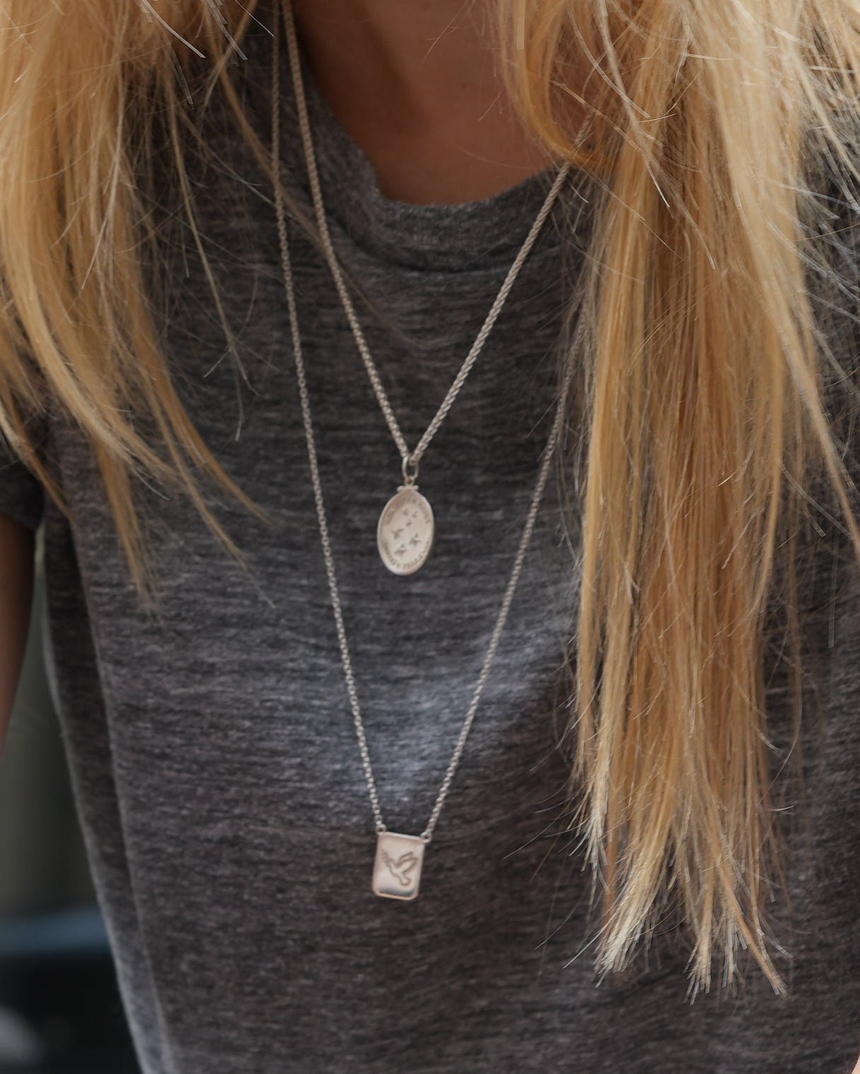 Cross / Dove Tag Necklace in Silver - Billy