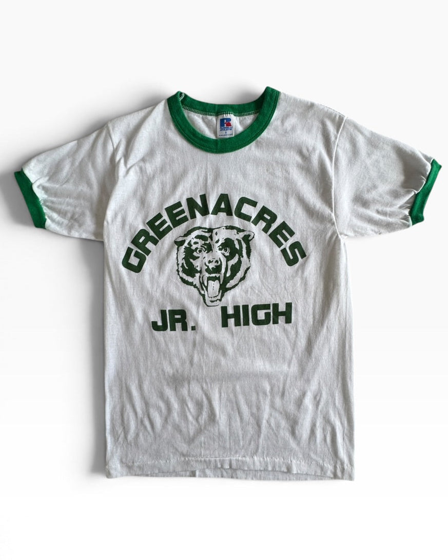 Russell Athletic Green Acres Junior High Bears ringer tee size S - front