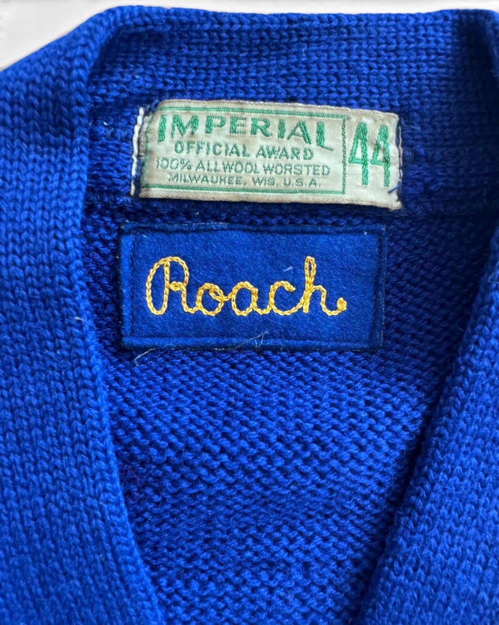 1959 Imperial Varsity Letterman Sweater "SC" Tiger Patch Named Roach Size 44 / L