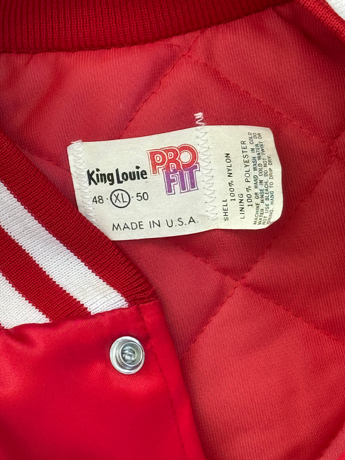 90s King Louie Milwaukee High School of the Arts Satin Bomber Jacket - front