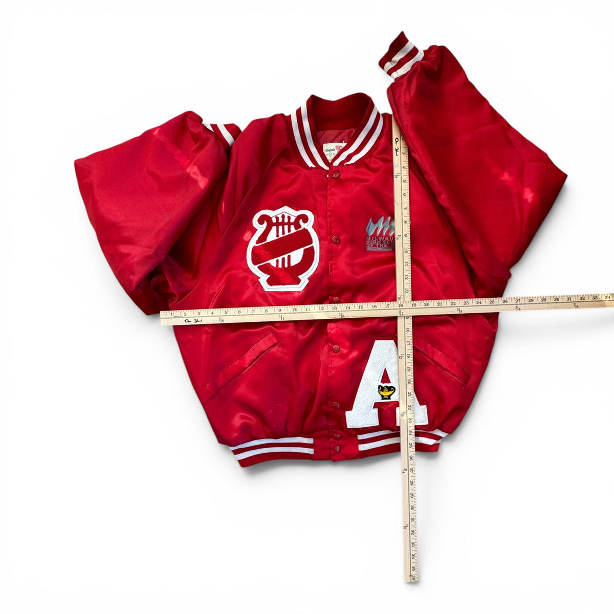 90s King Louie Milwaukee High School of the Arts Satin Bomber Jacket