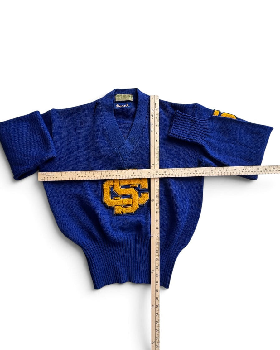 1959 Imperial Varsity Letterman Sweater "SC" Tiger Patch Named Roach Size 44 / L