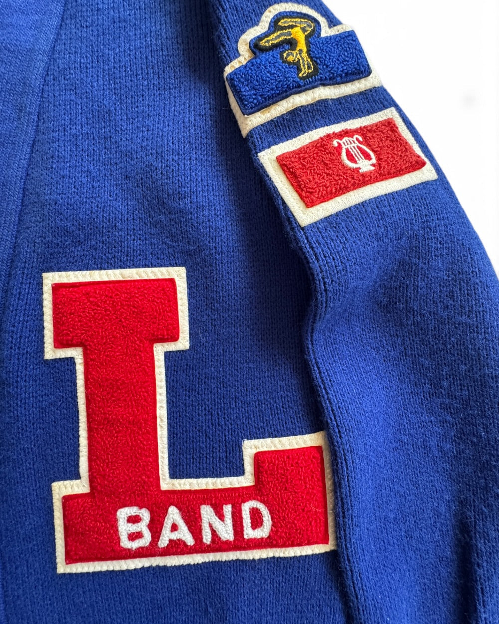 Vintage 70s East-Tenn Award Cardigan L Band Kentucky State Champions Patches - Sz S