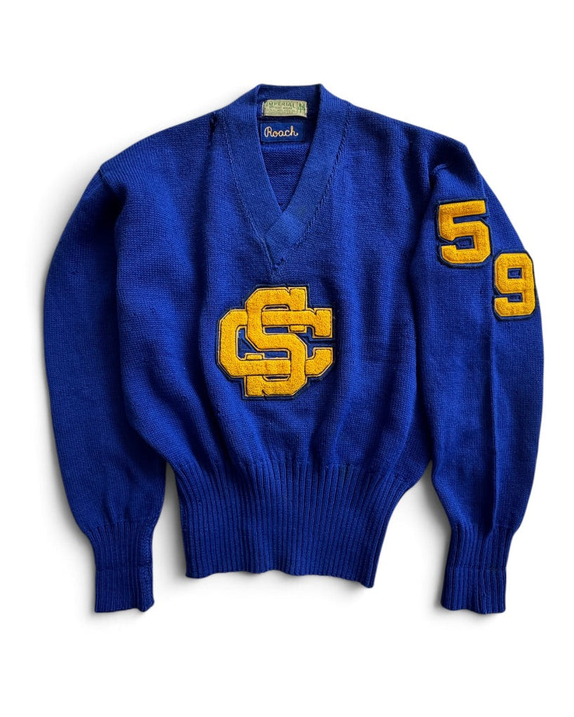 1959 Imperial Varsity Letterman Sweater "SC" Tiger Patch Named Roach Size 44 / L