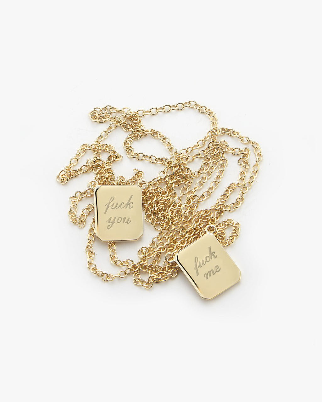 FU/ME Tag Necklace in Gold - Billy
