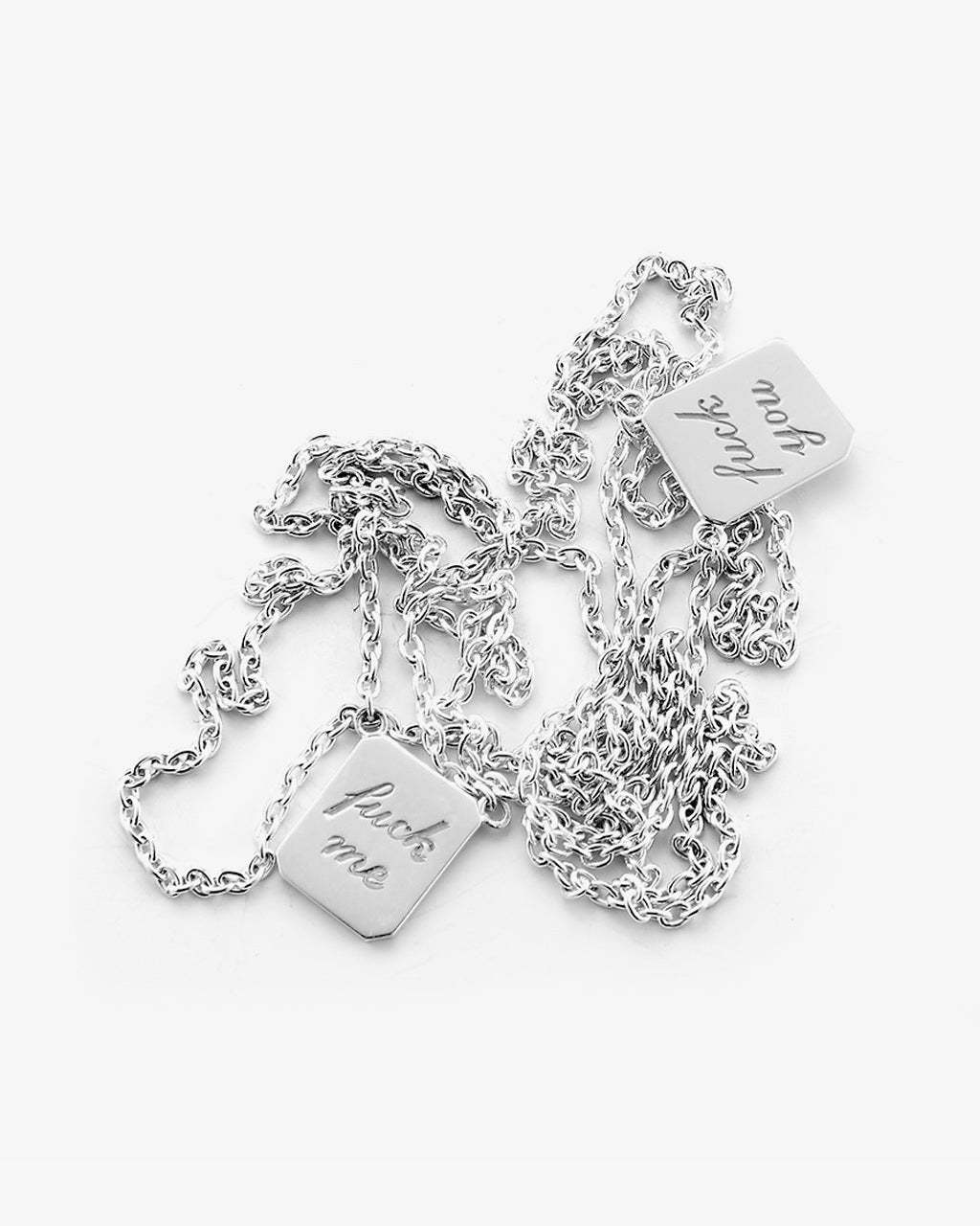 FU/ME Tag Necklace in Silver - Billy