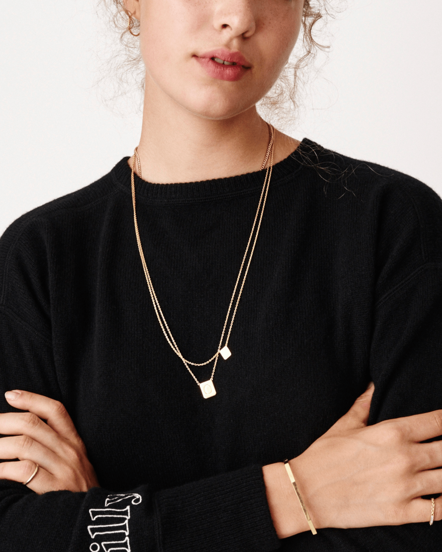 Large Custom Tag Necklace in Gold - Billy
