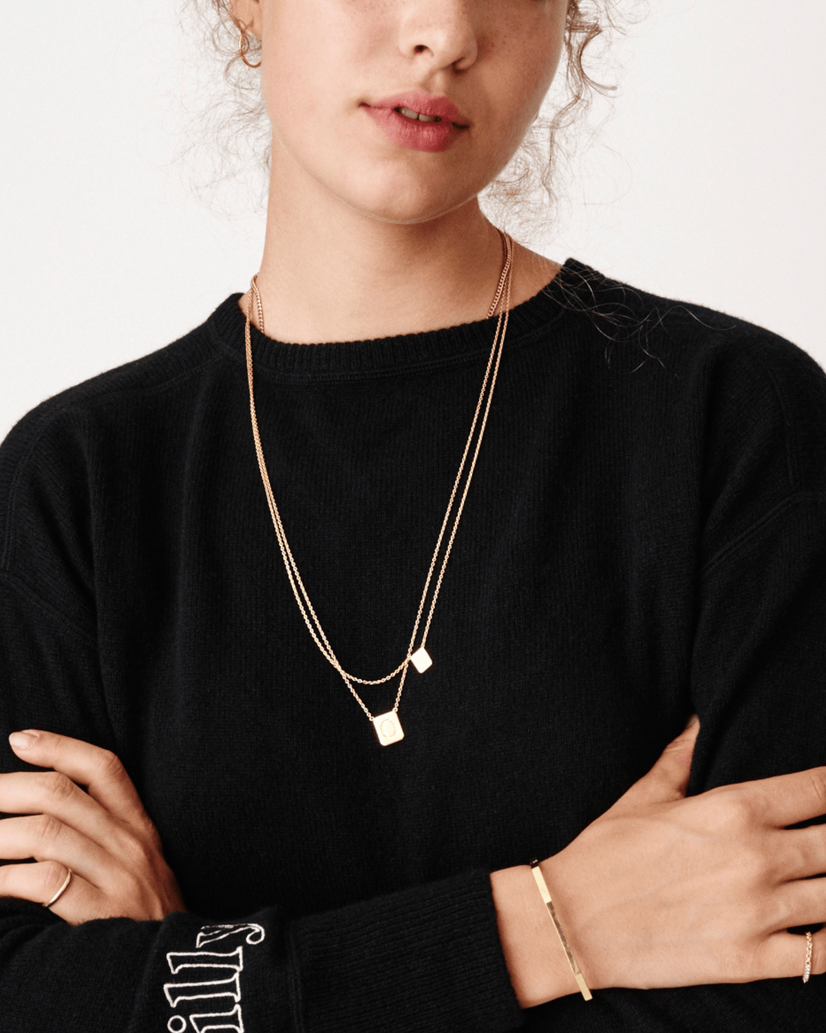 Large Custom Tag Necklace in Gold - Billy
