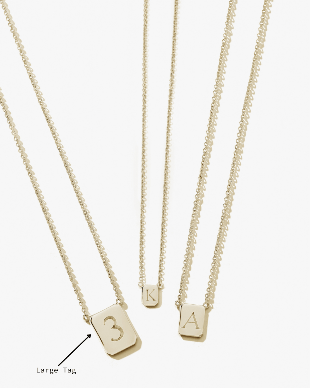 Large Custom Tag Necklace in Gold - Billy