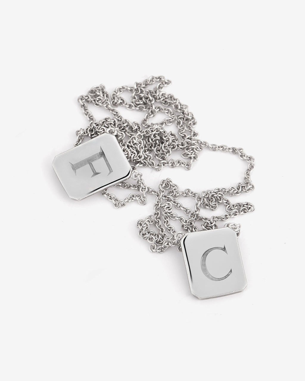 Large Custom Tag Necklace in Silver - Billy