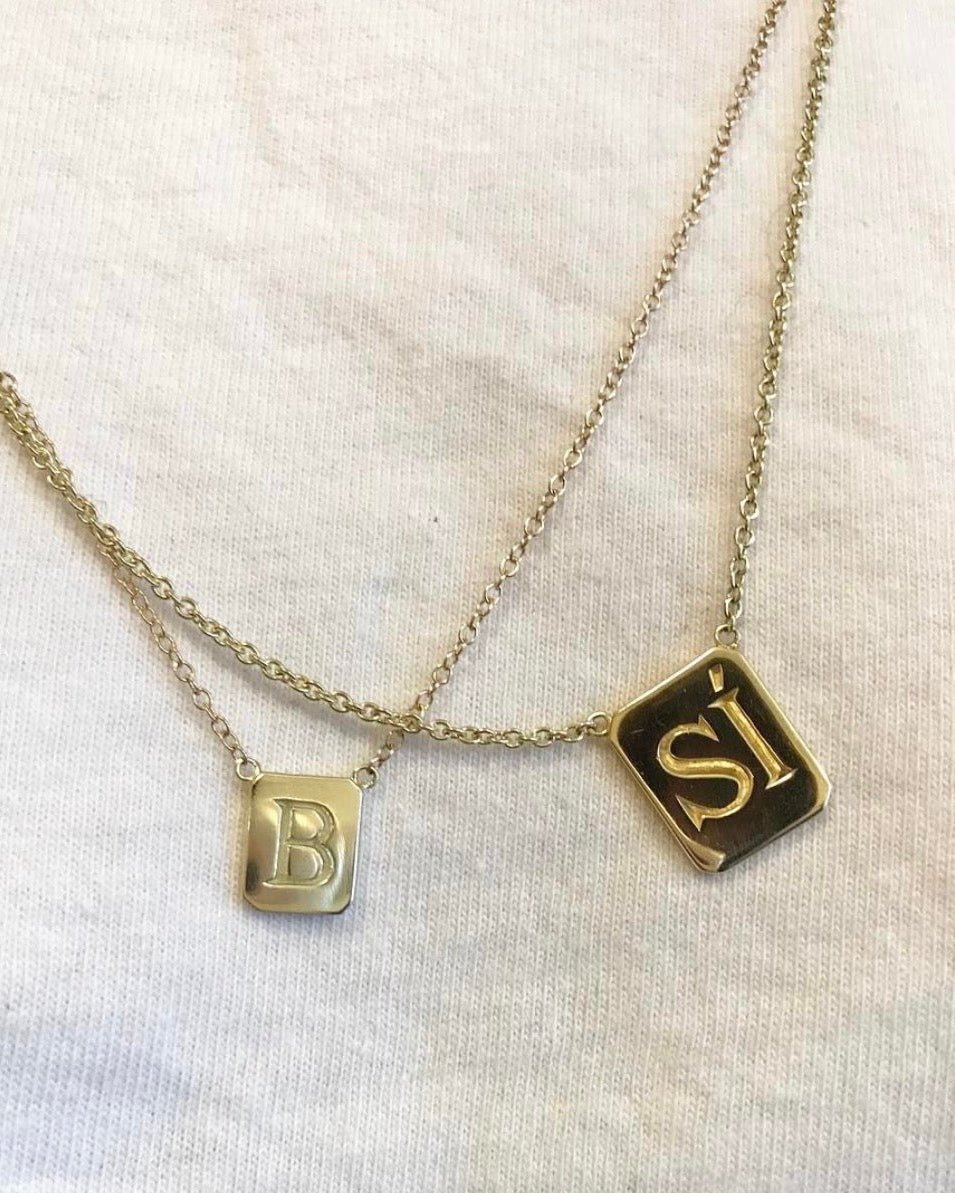 SI / NO Edition Gold Tag Necklace - Billy
