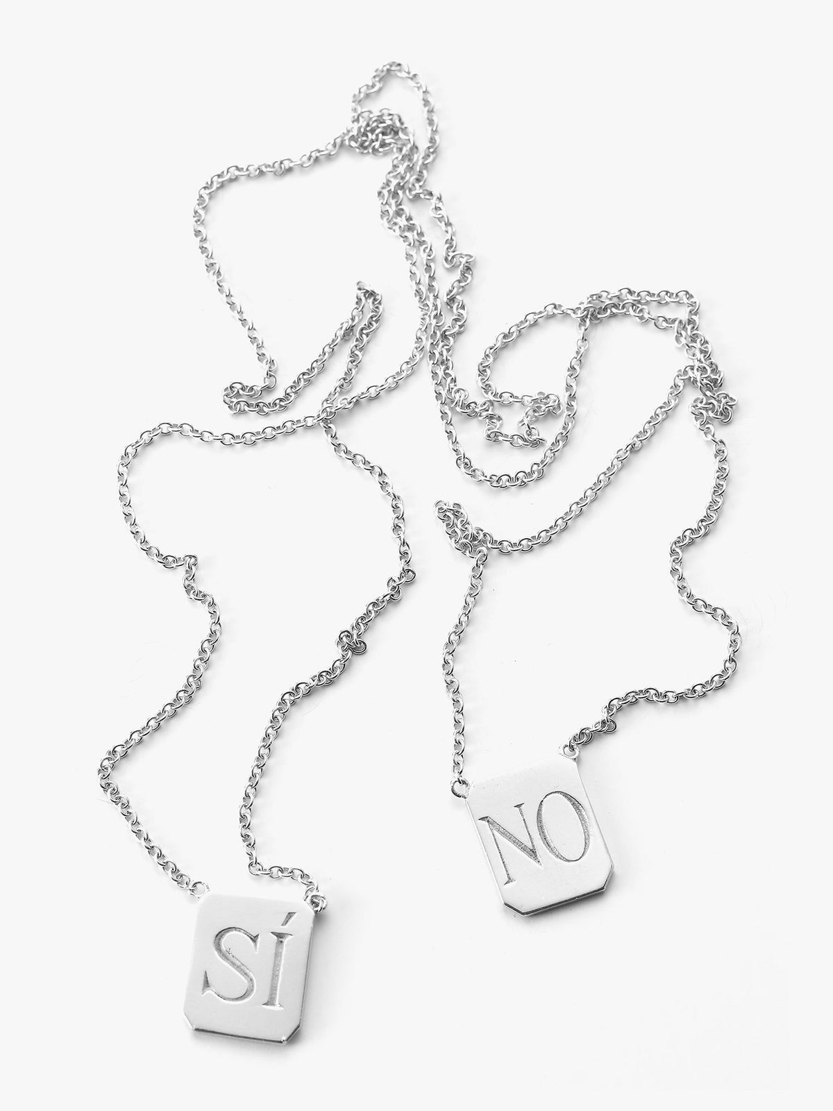 SI/NO Tag Necklace in Silver - Billy