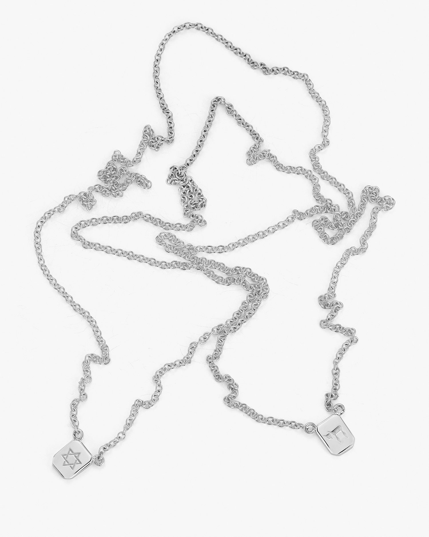 Star of David & Chai Tag Necklace in Silver - Billy