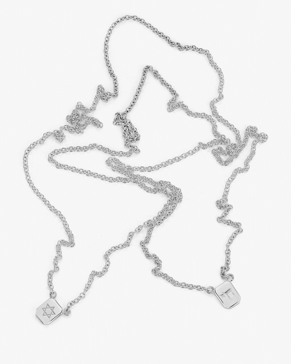 Star of David & Chai Tag Necklace in Silver - Billy